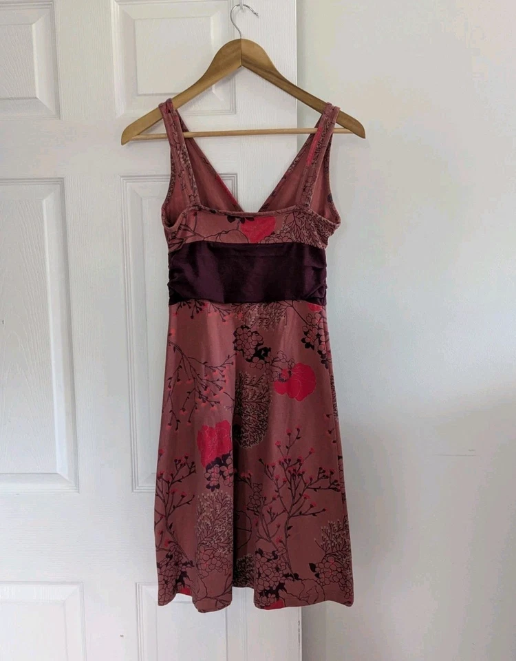 Patagonia Sleeveless Babydoll Dress Sz XS Aline Floral Organic Cotton Mauve EUC - Image 2 of 4