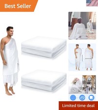 2 Pcs White Hajj Ihram for Men - Lightweight Microfiber Umrah Essentials