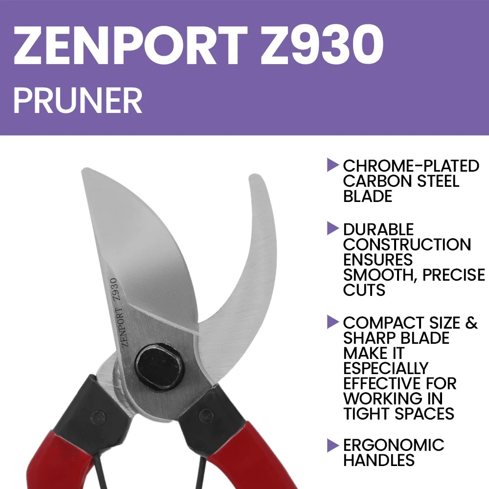 Zenport Z930 Japanese Style Pruning Shear, 2 Inch Carbon Steel Blades