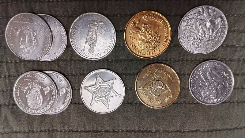 Vintage 1991 Mardi Gras Doubloon Lot - 1968 Bacchus Charter Year, Popeyes & More