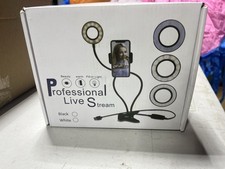 Professional Live Stream LED Ring Light Kit with Phone Holder, Black/White