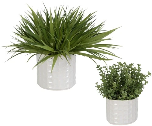 Uttermost 60211 Edgewood 14" Tall Ceramic Faux Flora Planter - - White - Picture 1 of 4