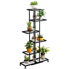 6-Tier 12-Potted Metal Plant Stand Multiple Plant Rack Shelf Organizer Indoor