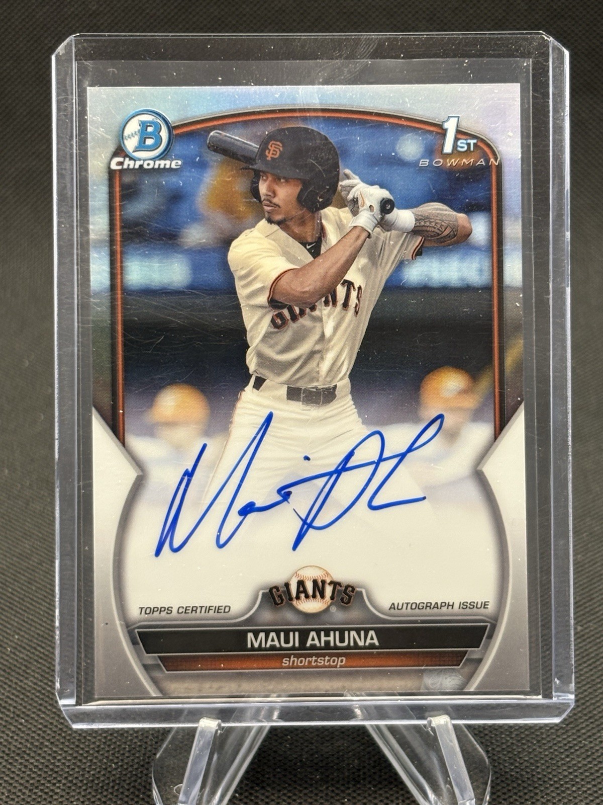 2023 Bowman Draft 1st Chrome Refractor Auto /499 Maui Ahuna #CDA-MAH Giants
