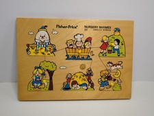 Vintage Fisher Price Wooden Puzzle " Nursery Rhymes " No. 510 1971-1972 Pre-own