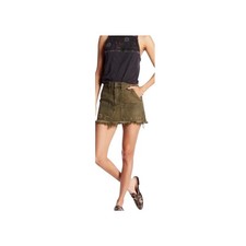 Free People Olive Green Cargo Mini Skirt Distressed Frayed Hem Size 28