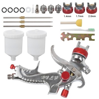 HVLP Spray Gun Kit 600 ML Gravity Feed Car Primer Paint 1.4mm 1.7mm 2mm 3Nozzles