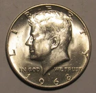 1968 D Kennedy Half Dollar, 40% Silver