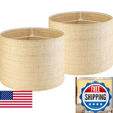 GO SO Medium Drum Lamp Shades Set of 2 Woven Lampshades, 13" L x 13" H E26 Spid