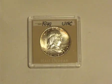 1949 Silver Franklin Half Dollar Choice BU w/FBL and nice golden rose toning