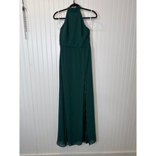 Lulus Captured Your Heart Hunter Green Halter Maxi Dress Wedding Bridesmaid Sz M