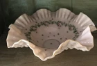 Vintage Fenton Hobnail Lt Pink Milkglass Bowl Handpainted Roses & Gold Accents