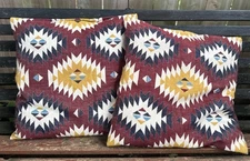 2IKEA Fransine Southwest Boho Pillow Covers /Pillows Wool Blend Aztec Print Zip