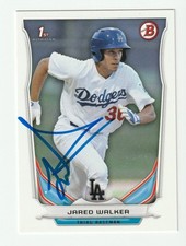 Jared Walker Signed 2014 Bowman Draft Card DP130 Auto LA Dodgers Autograph COA