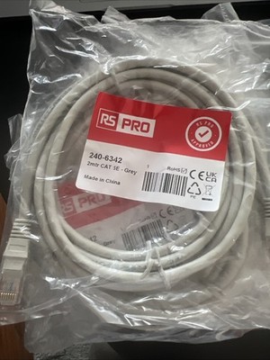  10er Pack Ethernet Cat5e Netzwerkkabel RS Pro, 2m, grau, Stecker auf Stecker
