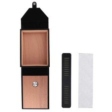 (Black)Mini Portable Leather Humidor Cigar Box Cedar Wood Cigarette Containe LW
