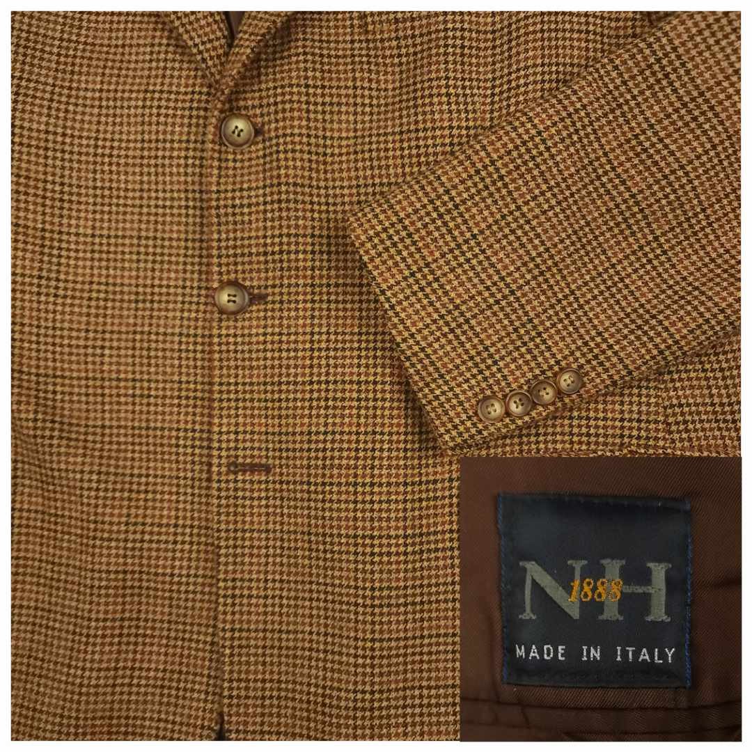 Vtg Ivy Prep Soft Shoulder Gun Club Check Sport Coat Mens 48R Wool Made in Italy
