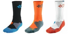 Nike KD 6 VI HyperElite Basketball Crew Socks Black Orange White 3 pair LOT sz L