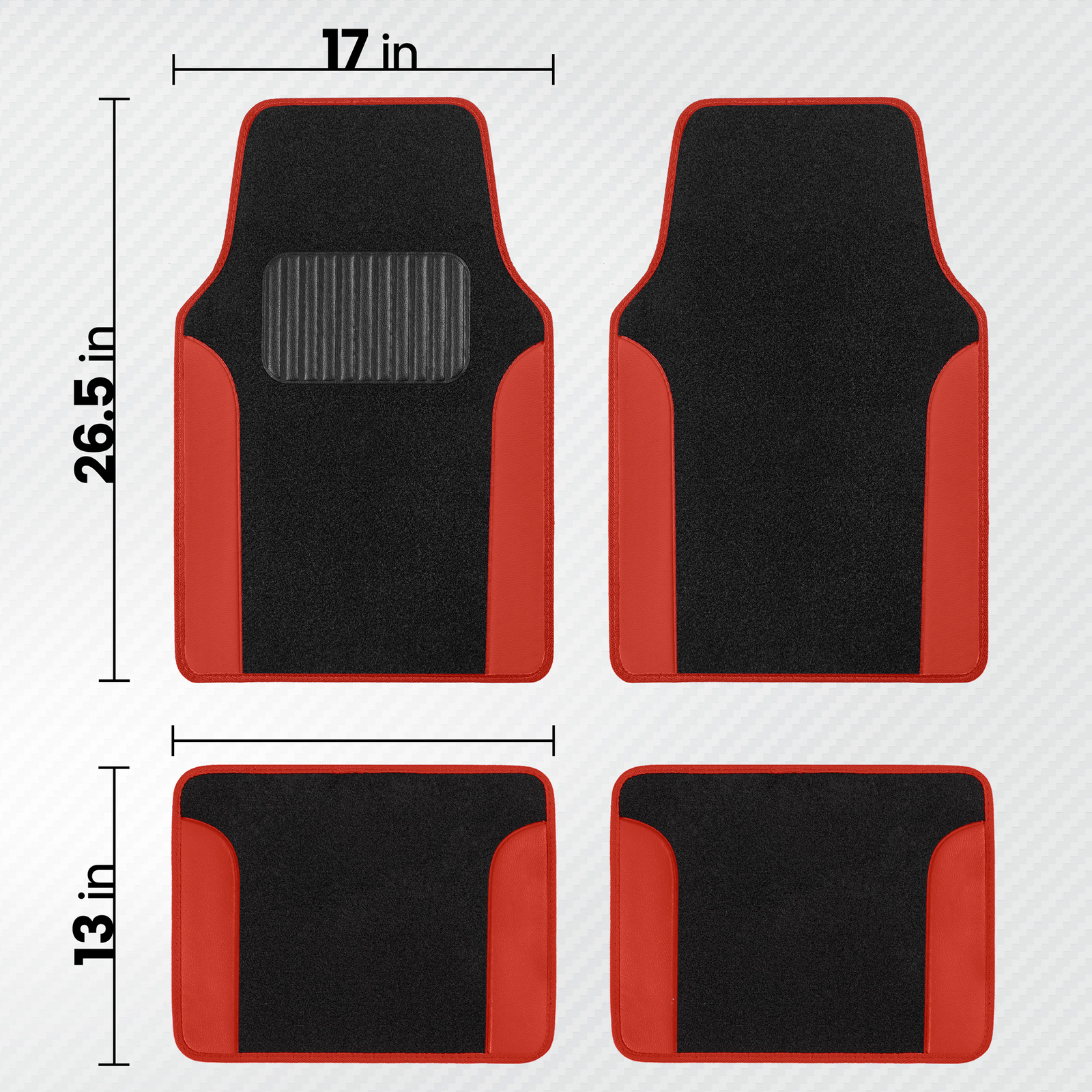 BDK Red Car Floor Mats TwoTone Vinyl 4 PC Set Front & Rear Fits Dodge