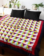 Patchwork Log Cabin FINISHED QUILT - Great borders and quilting motifs