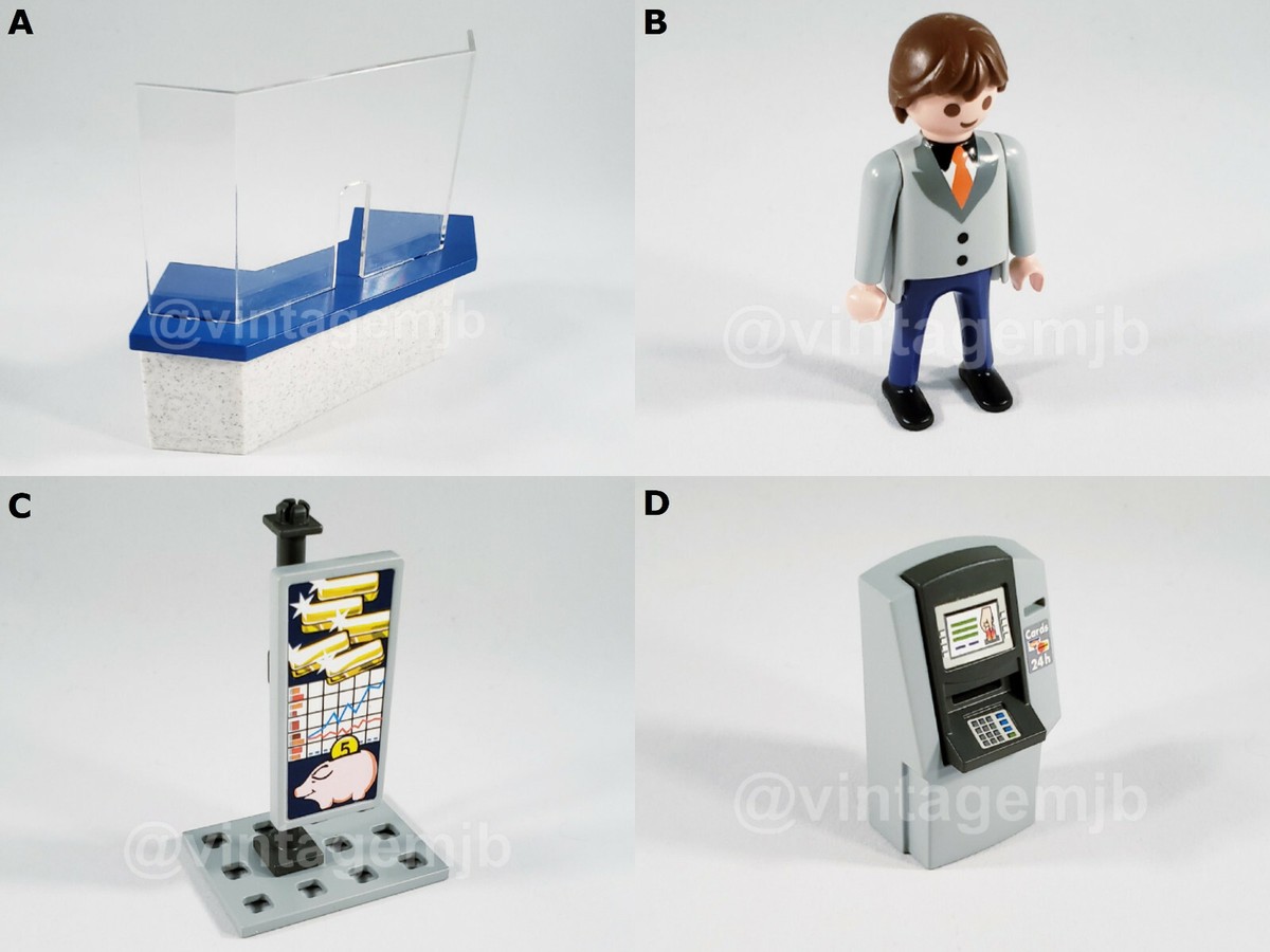 PLAYMOBIL 4402 BANK COUNTER MANAGER SIGN W/POLE/BASE ATM BANCH