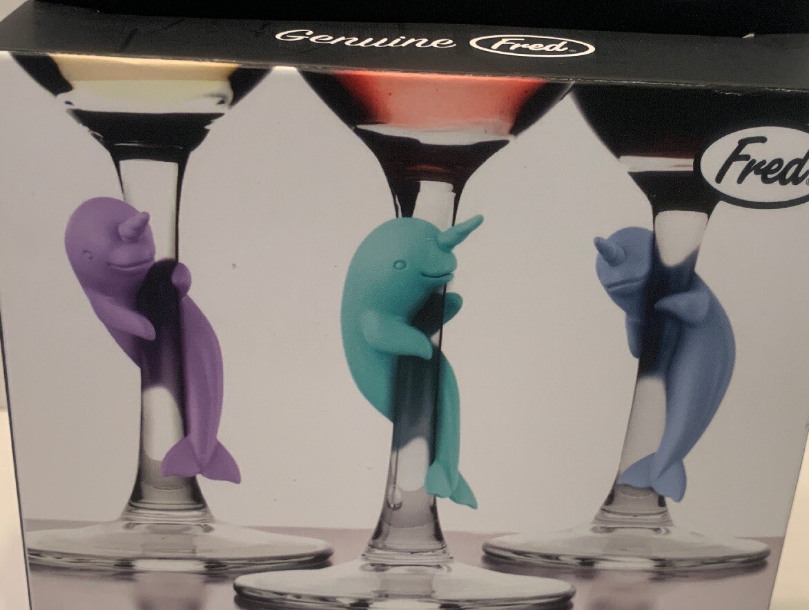 Fred Social Climbers Narwhal Wine Markers Pack of 3 Gift Fun. A10 for