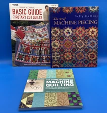 3 QUILT BOOKS Lot Machine Quilting Piecing Rotary Cut projects patterns guide