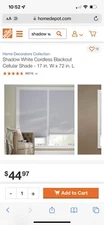 Home Decorators Collection Shadow White Blackout Cordless Cellular Shade 17x72