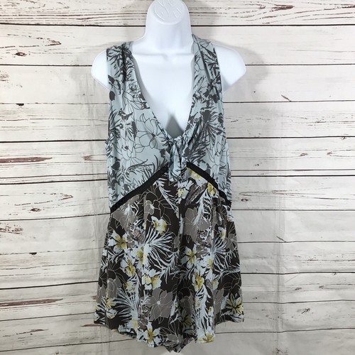 Jupe Satsuma London Motif Fleurs Appliqué Marron - Femme UK 14 (Taille Plus) Vintage