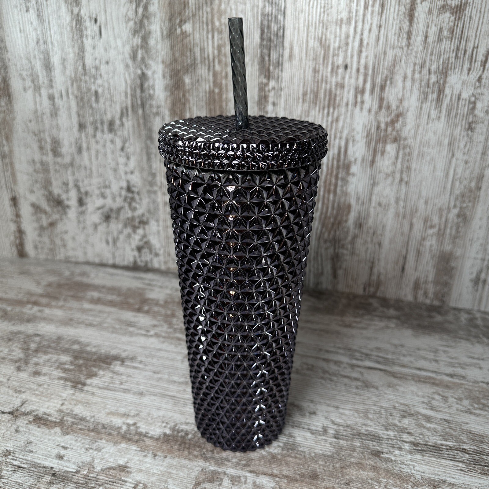 Black Shimmer 26oz Textured Tumbler with Lid and Straw - New Design