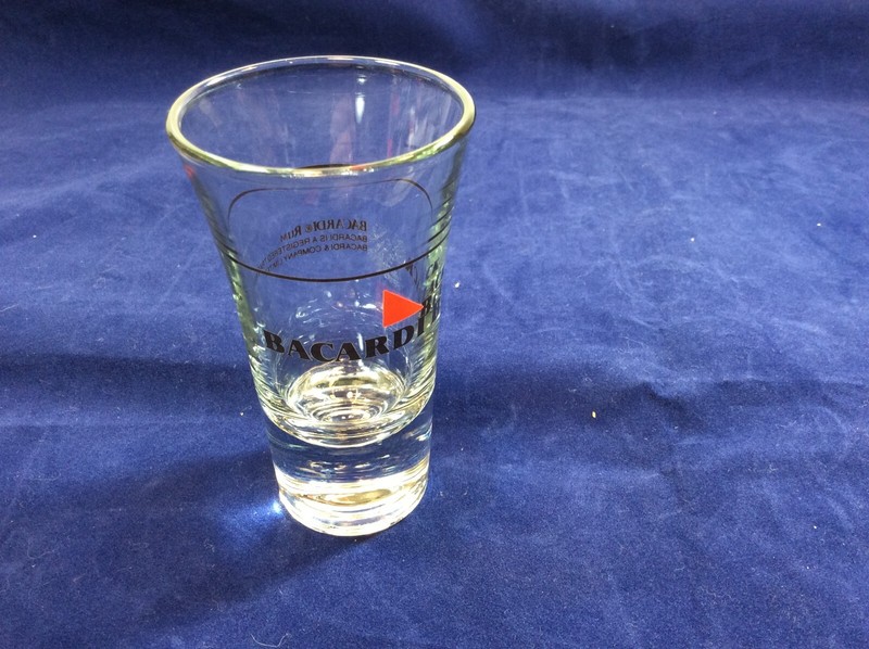 Bacardi Black Advertising Shot Glass 3.5" Tall Fluted Shooter