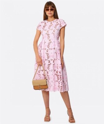SELF PORTRAIT LIGHT PINK GUIPURE COTTON LACE MIDI DRESS UK 14 *RRP 380 |  eBay