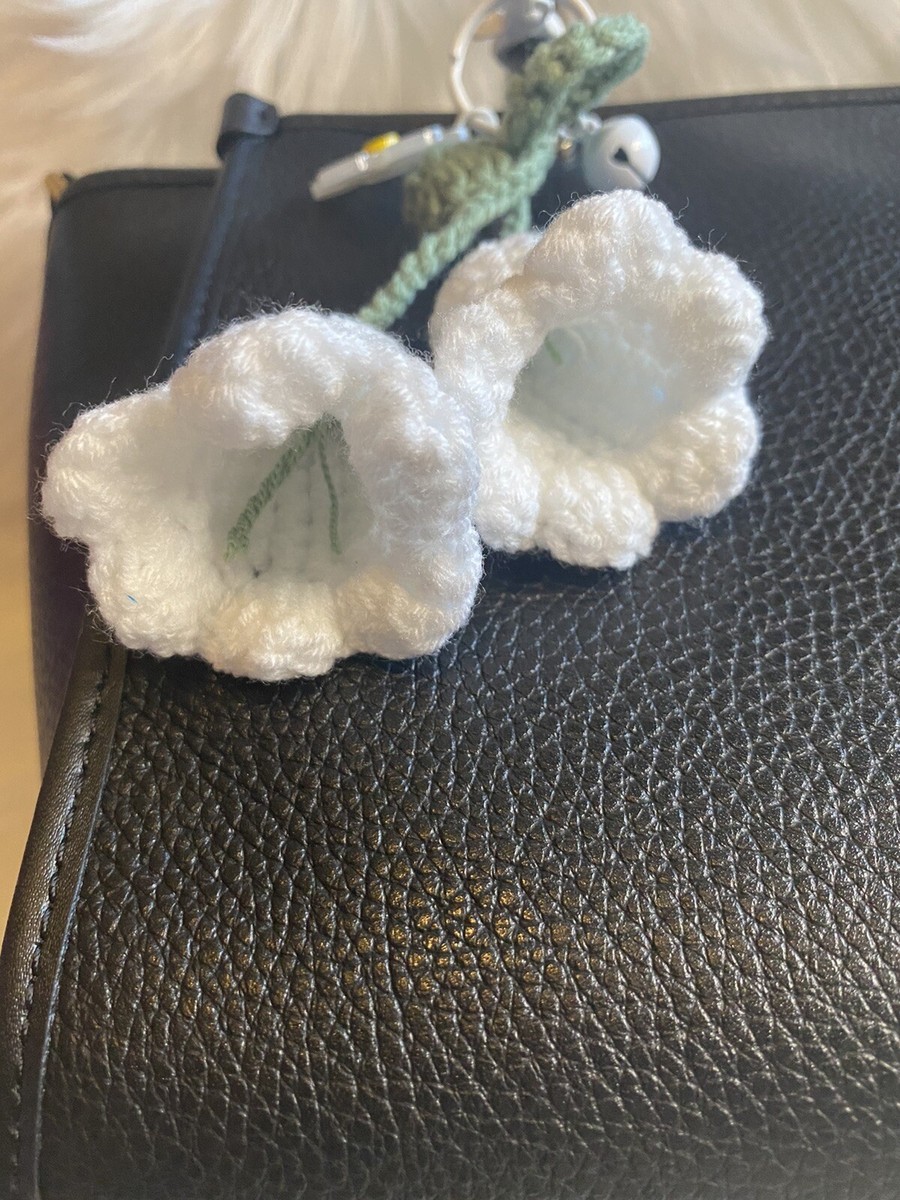 Crochet Lily of The Valley Flower Bag Charm Keychain Keyring Car
