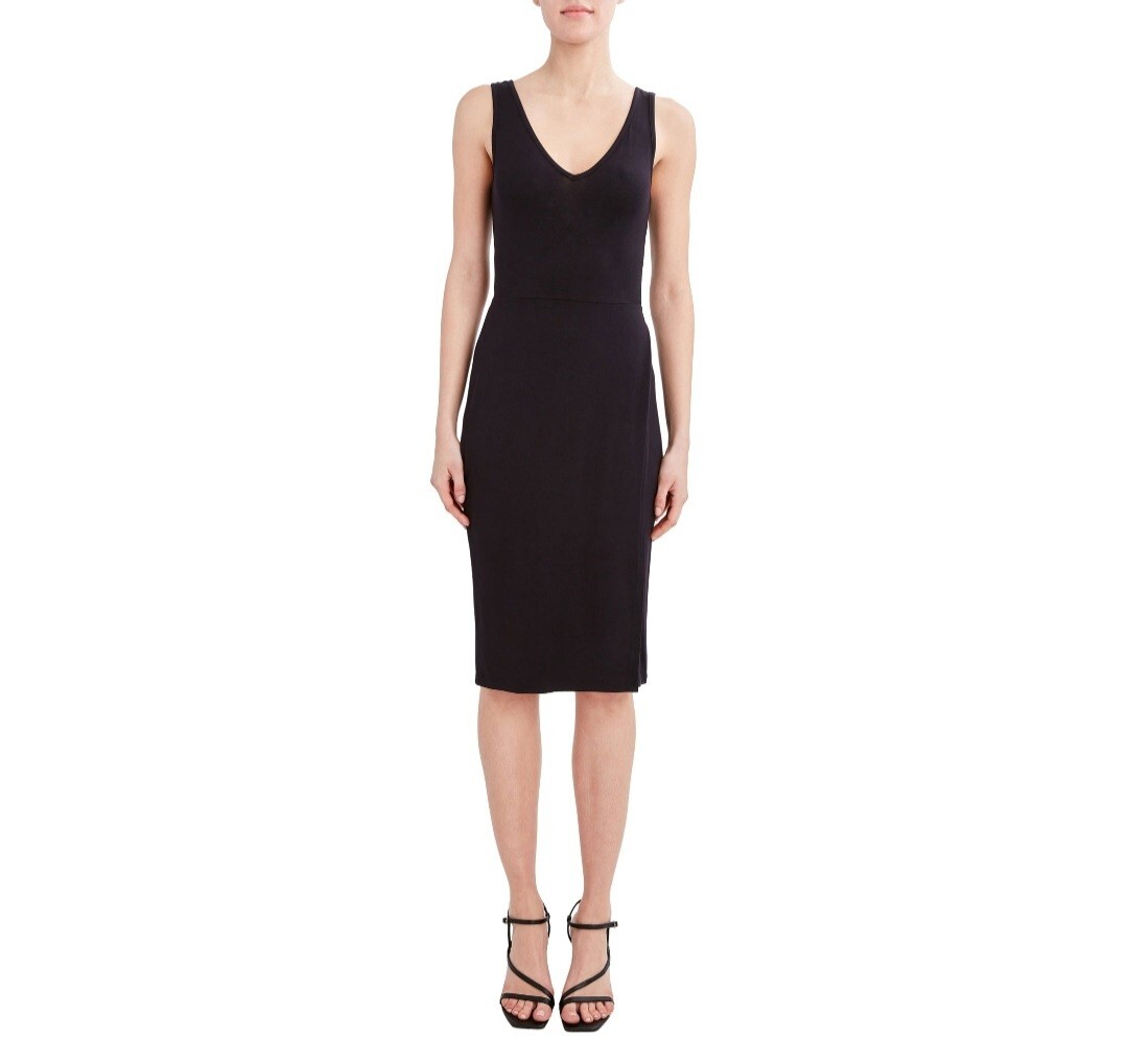 bcbg black jersey dress Paris Women's Midi Dress, Black, Size 2XL swworld