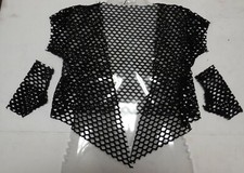 Big Hole Mesh short sleeve tie front jacket black w/ mitts hiphop dance NWT