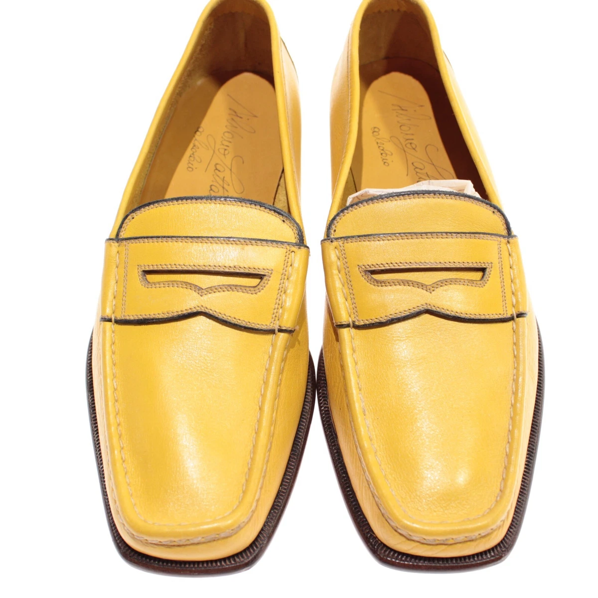 Silvano Lattanzi NWB Dress Penny Loafers Size 8 in Solid Mustard Yellow