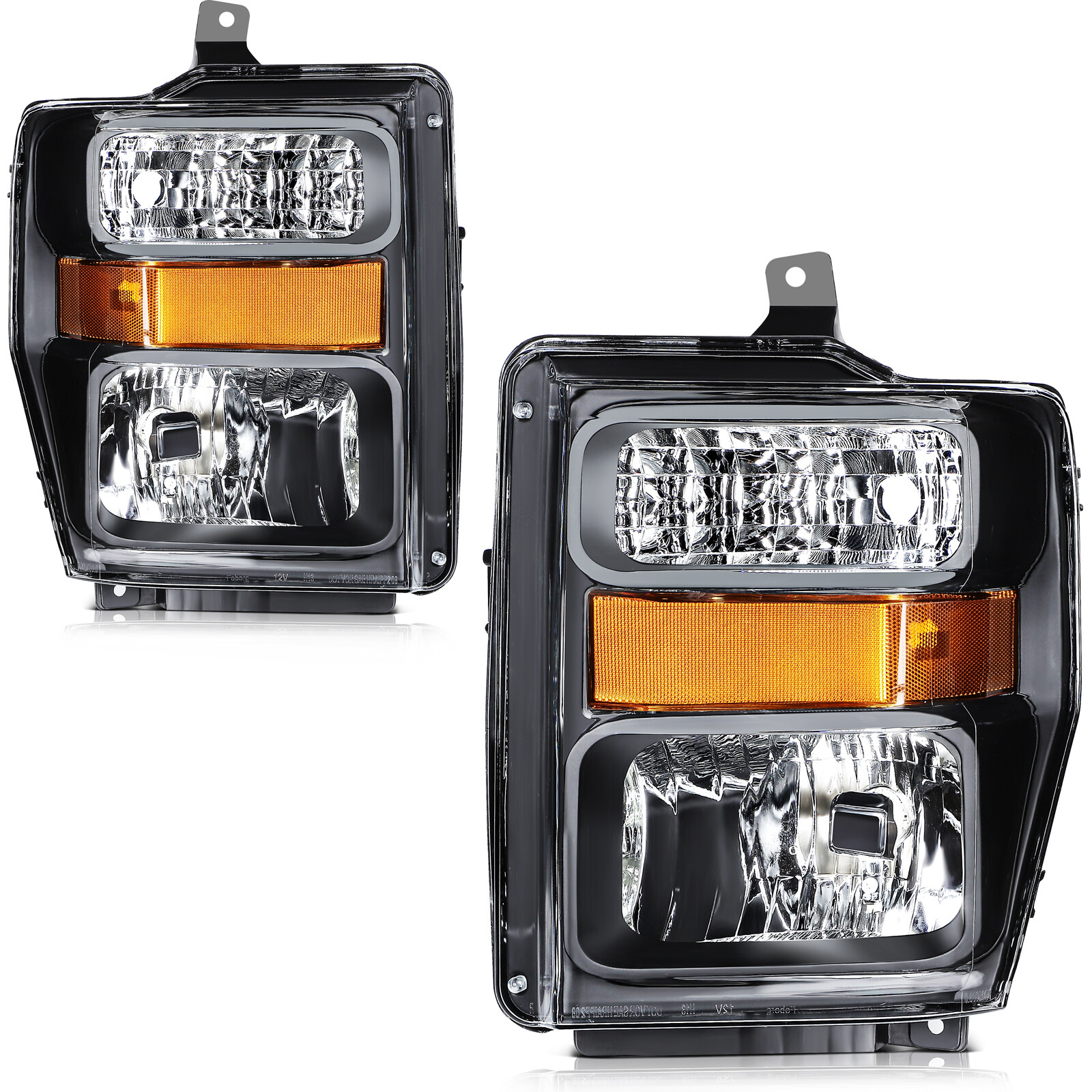 2008-2010 Ford F250-F550 Super Duty Clear Headlight Assembly Pair  