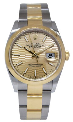 Rolex Datejust 36 Yellow Gold/Steel Golden Fluted Motif Dial Mens