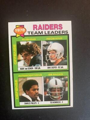 1979 Topps Raiders Team Leaders Card #169 (Includes HOF Casper and Hendricks) NM