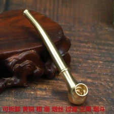Brass Smoking Pipe Detachable Triple Bowl Mini Curved Tobacco Pipe Portable Tool