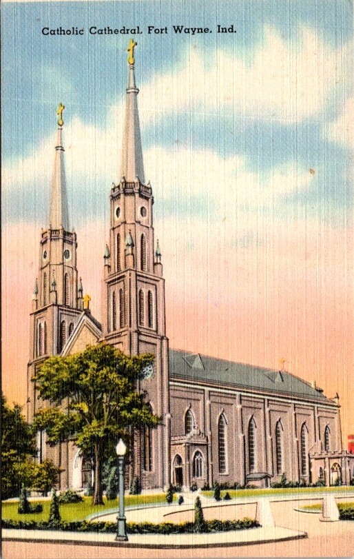 Vintage Postcard View of the Catholic Cathedral Fort Wayne Indiana IN       1019