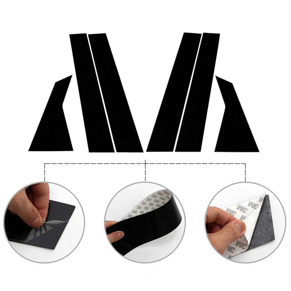 Black Pillar Post Cover Window Molding Protector Trims For 10th Honda Civic 4dr - Image 3 of 4