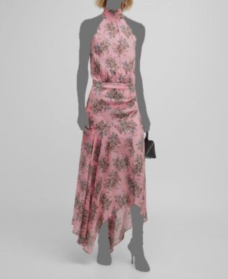 $698 Veronica Beard Women's Pink Silk Paisley Asymmetric Leia Dress Size 8