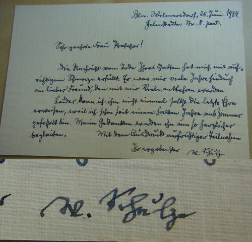 Filólogo Wilhelm SCHULZE (1863-1935) tarjeta BERLÍN 1934 condolencias Paul HINNEBERG - Imagen 1 de 4