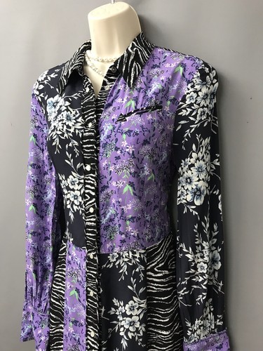 H&M Purple Mix Buttoned Down Contrast Summer Shirt Dress UK 6 EUR 34 US 2 - Picture 4 of 12