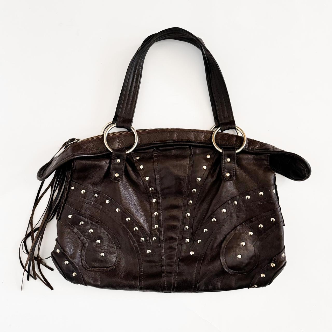 Studded Leather Fringe Crossbody Bag for Women  