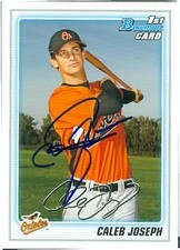 Caleb Joseph autographed baseball card 2010 Topps Bowman #BP55 Rookie Card