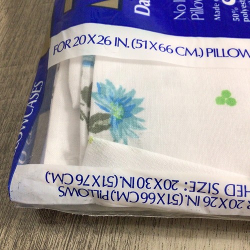 Vintage Dan River Floral Flowers Pair of Standard Pillowcases Danville No Iron - Picture 5 of 7
