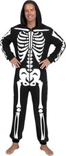 Spooktacular Creation Skeleton Plush Pajama Jumpsuit Adult M Halloween Costume