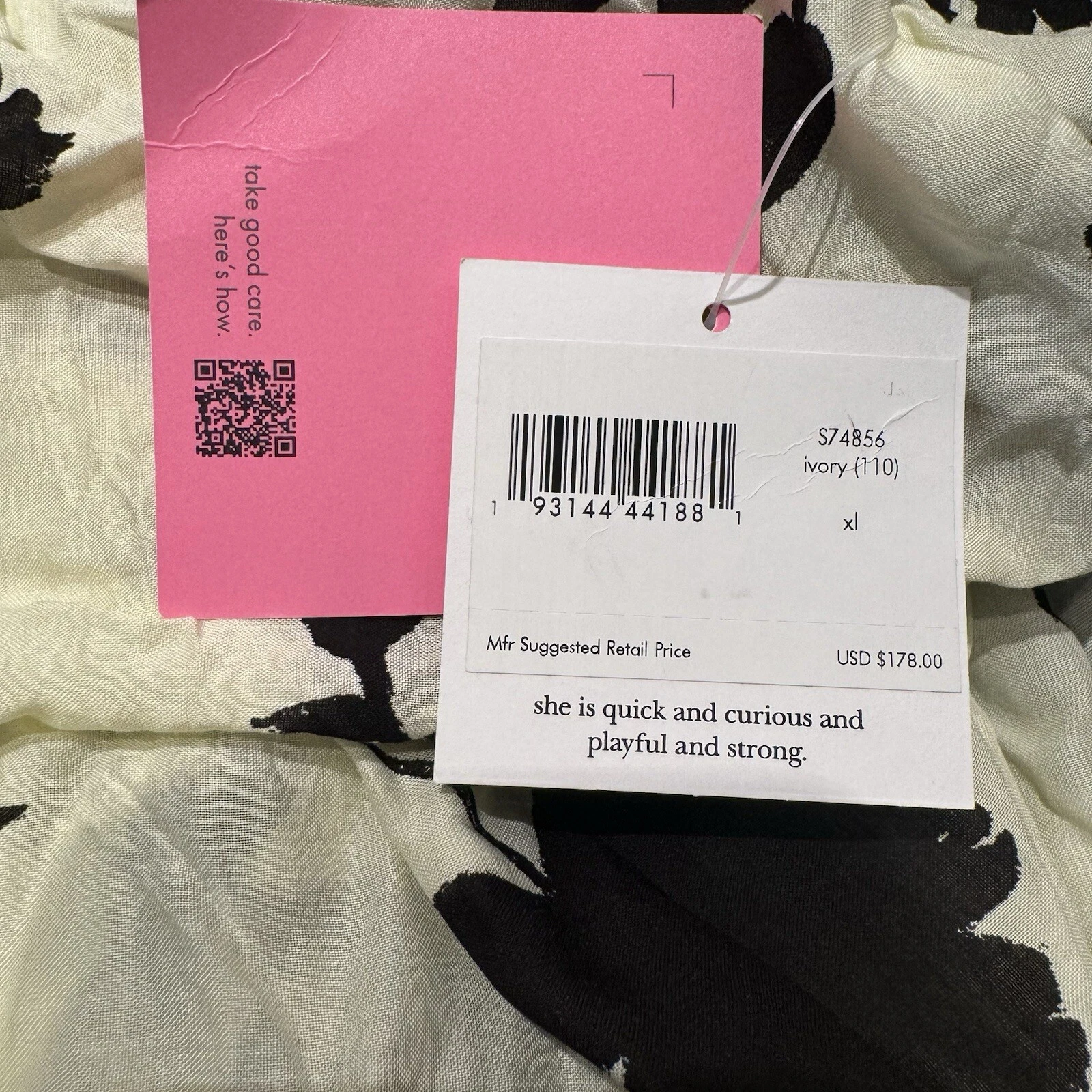 Maxi abito KATE SPADE nuovo con etichette ($178) collo alto *bicolore floreale XL